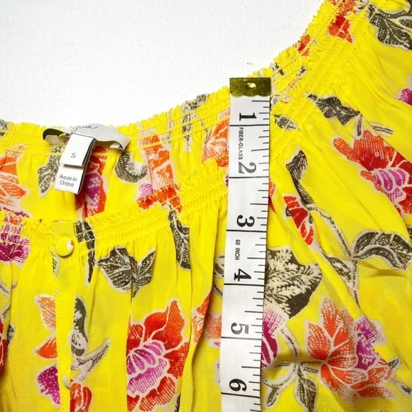 Joie Silk Off the Shoulder Yellow Floral Blouse - Picture 10 of 13
